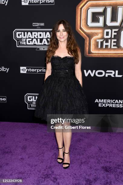 Linda Cardellini at the premiere of "Guardians of the Galaxy Vol. 3" held at the Dolby Ballroom on April 27, 2023 in Los Angeles, California.