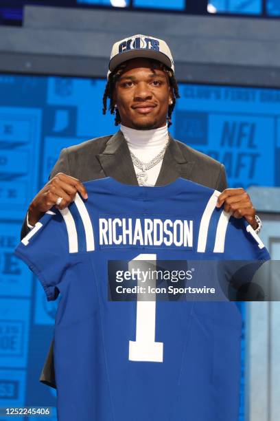 Florida quarterback Anthony Richardson after being drafted in the first round of the NFL Draft Red Carpet event on April 27, 2023 at Union Station in...