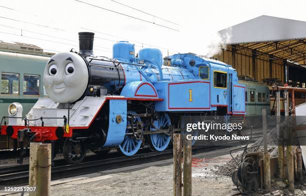 Steam locomotive, modeled on Thomas the Tank Engine and operated by Oigawa Railway Co., is pictured in the Shizuoka Prefecture city of Shimada,...