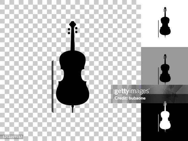 cello icon on checkerboard transparent background - cello stock illustrations