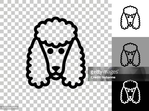 pudel hund icon auf schachbrett transparenten hintergrund - pudel stock-grafiken, -clipart, -cartoons und -symbole