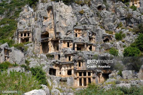 View of Myra ancient city at Lycian Way in Antalya, Turkiye on April 15, 2023. The Lycian Way, which is considered one of the "best 10 long-distance...