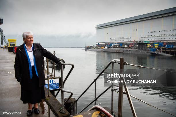 Former Scottish Conservative leader Annabel Goldie visits HM Naval Base Clyde at Faslane, north-west of Glasgow, Scotland on April 28 as NATO's North...