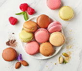 various colorful macaroons