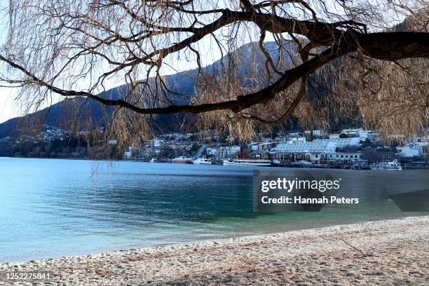 General view of the lake front on June 25, 2020 in Queenstown, New Zealand. Queenstown's ski season will open on Friday 26 June with Coronet Peak and...