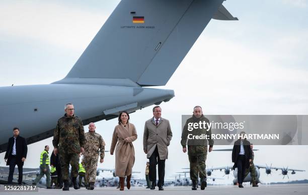 German Armed Forces Bundeswehr Lieutenant General Bernd Schuett and Inspector General of the German Armed Forces Carsten Breuer accompany German...