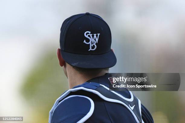 General view of a Scranton/Wilkes-Barre RailRiders baseball cap worn during a AAA MiLB game between the Scranton/Wilkes-Barre RailRiders and the...
