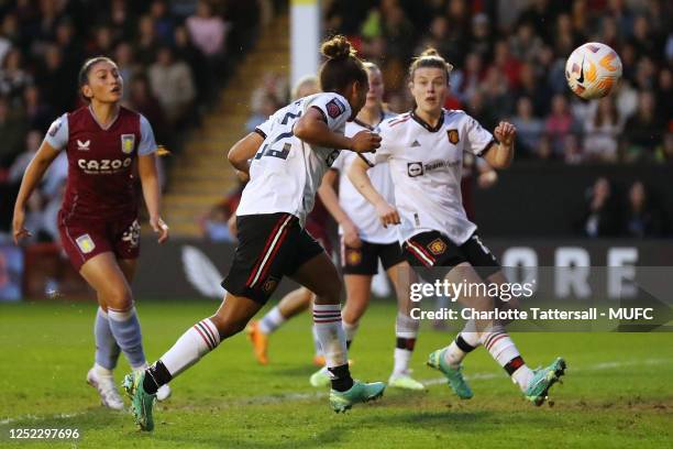 Nikita Parris of Manchester United scores a goal to make the score 2-2 during the FA Women's Super League match between Aston Villa and Manchester...