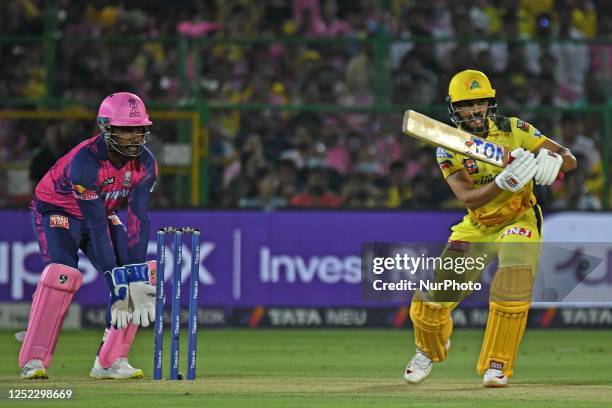 Chennai Super Kings batter Rituraj Gaikwad during the IPL T20 cricket match between Rajasthan Royals and Chennai Super Kings at Sawai Mansingh...