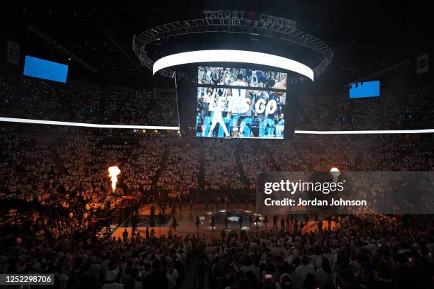 An overall view of the arena before Round One Game Three of the 2023 NBA Playoffs between the Denver Nuggets and the Minnesota Timberwolves on April...