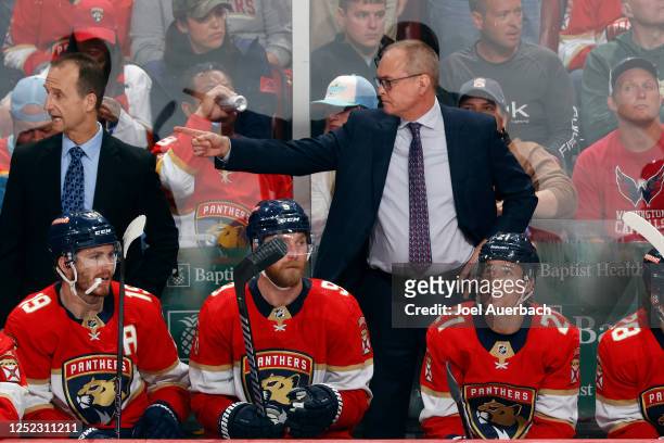 Head coach Paul Maurice of the Florida Panthers directs the players during third period action against the Boston Bruins in Game Six of the First...