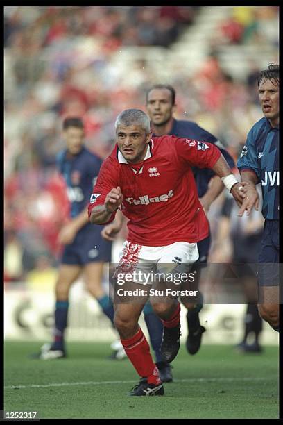 Fabrizio Ravenelli of Middlesbrough during the FA Carling Premiership match between Middlesbrough and Arsenal at the Riverside Stadium in...