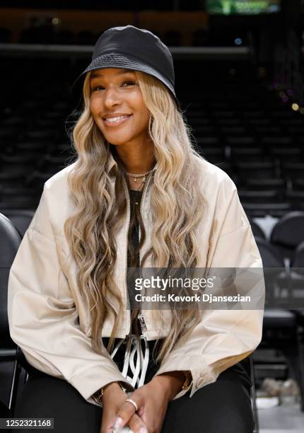 Savannah James, wife of LeBron James of the Los Angeles Lakers, attends the basketball game between Los Angeles Lakers and Memphis Grizzlies Round 1...
