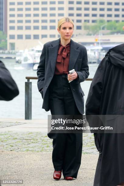 Emma Roberts is seen at film set of the 'American Horror Story' TV Series on April 28, 2023 in New York City.