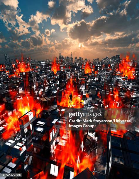 city on fire - terrorist stock illustrations