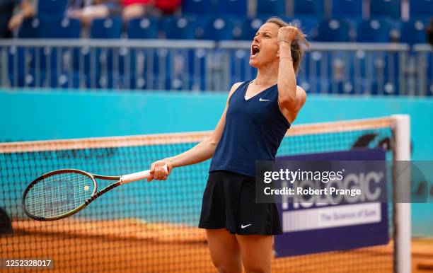 Barbora Stryocva of the Czech Republic in action with partner Su-Wei Hsieh of Chinese Taipei against Hao-Ching Chan of Chinese Taipei and Latisha...