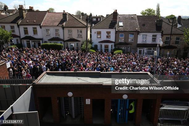 Crowds of fans are stuck outside Selhurst Park after a problem with the turnstiles leading to a delayed kick off ahead of the Premier League match...