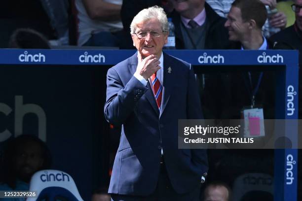 Crystal Palace's English manager Roy Hodgson looks on during the English Premier League football match between Crystal Palace and West Ham United at...