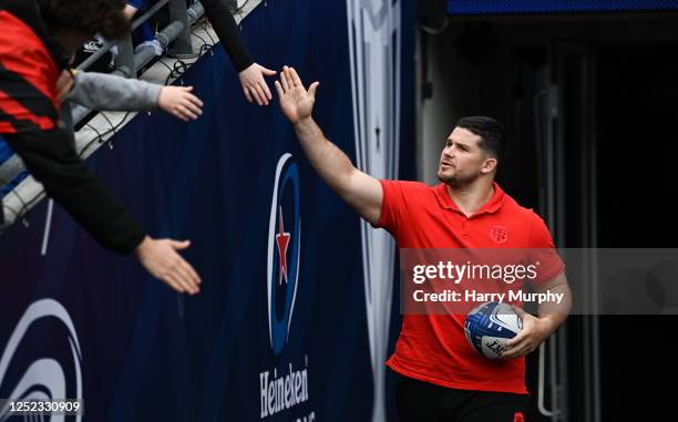 Dublin , Ireland - 29 April 2023; Julien Marchand of Toulouse walks out before the Heineken Champions Cup Semi-Final match between Leinster and...