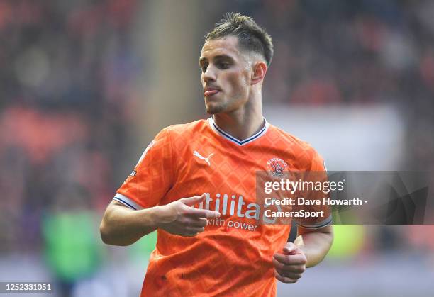 Blackpool's Jerry Yates during the Sky Bet Championship between Blackpool and Millwall at Bloomfield Road on April 29, 2023 in Blackpool, United...