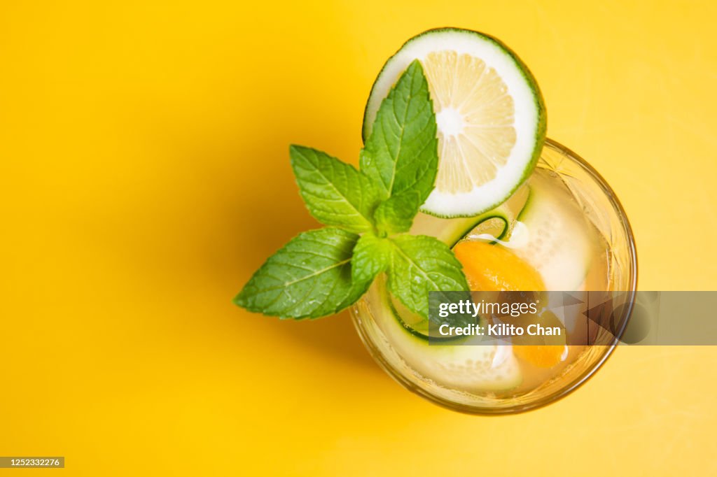 Summer cocktail drink with fresh ingredients
