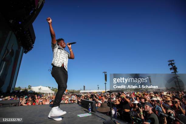 Breland performs on the Mane Stage on the first day of the three-day Stagecoach Country Music Festival at the Empire Polo Club in Indio Friday, April...