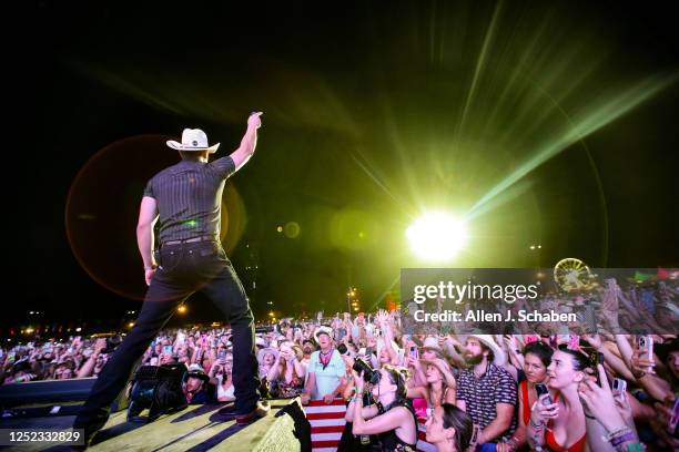 Jon Pardi performs on the Mane Stage on the first day of the three-day Stagecoach Country Music Festival at the Empire Polo Club in Indio Friday,...
