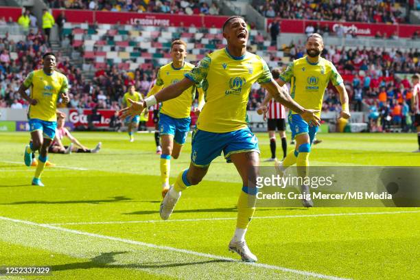 Danilo of Nottingham Forest celebrates scoring the opening goal during the Premier League match between Brentford FC and Nottingham Forest at...