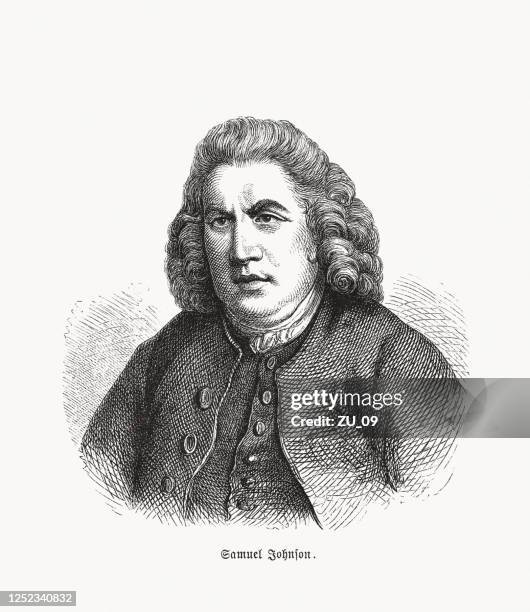 samuel johnson (1709-1784), english writer, wood engraving, published in 1893 - samuel johnson english writer stock illustrations