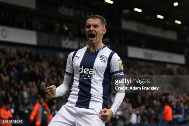 Conor Townsend of West Bromwich Albion celebrates after scoring a goal to make it 1-1 during the Sky Bet Championship between West Bromwich Albion...