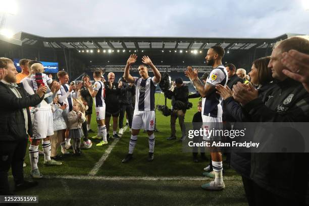 West Bromwich Albion players and staff form a guard of honour to applaud and appreciate retiring club captain Jake Livermore of West Bromwich Albion...