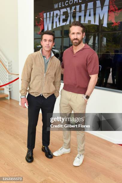 Rob McElhenney and Ryan Reynolds at the FYC event for "Welcome To Wrexham" held at the Television Academy on April 29, 2023 in Los Angeles,...