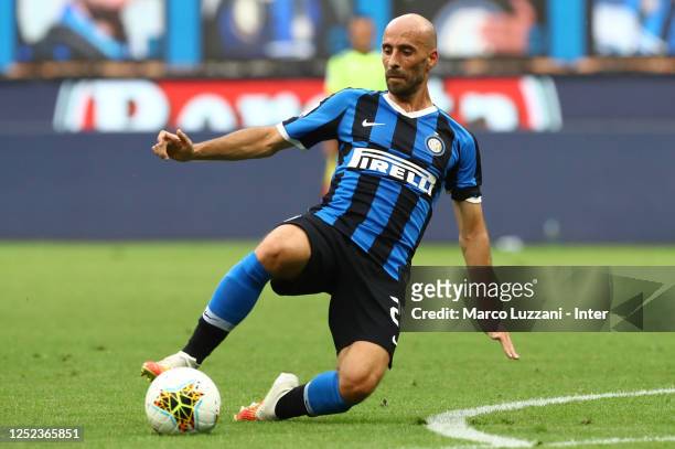 Borja Valero of FC Internazionale in action during the Serie A match between FC Internazionale and US Sassuolo at Stadio Giuseppe Meazza on June 24,...