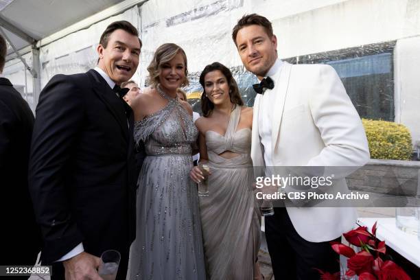 Jerry O'Connell, Rebecca Romijn, Sofia Pernas, and Justin Hartley at the Paramount White House Correspondents' Dinner after party at the French...