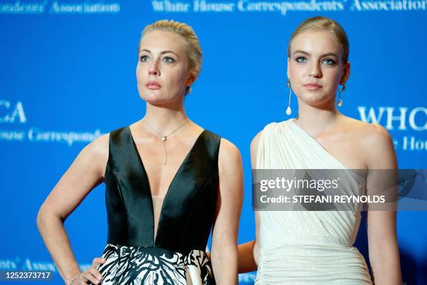 Russian opposition leader Alexei Navalny's wife Yulia and daughter Daria arrive for the White House Correspondents' Association dinner at the...