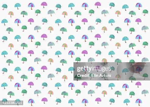 Illustration multi colored umbrella pattern on white background Illustration multi colored umbrella pattern on white background