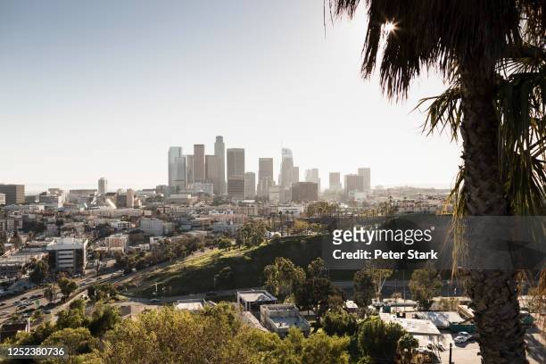 sunny cityscape, los angeles, california, usa - los angeles photos et images de collection