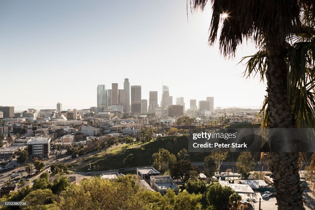 Sunny cityscape, Los Angeles, California, USA