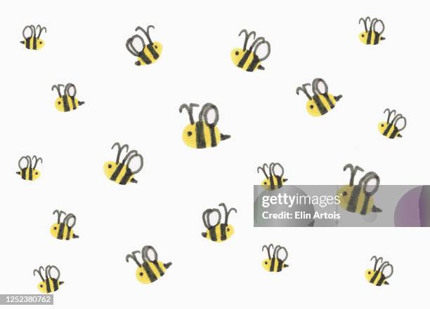stockillustraties, clipart, cartoons en iconen met bumblebees on white background - bij