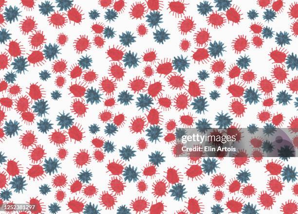 illustration coronavirus bacterium on white background - red flag warning stock illustrations