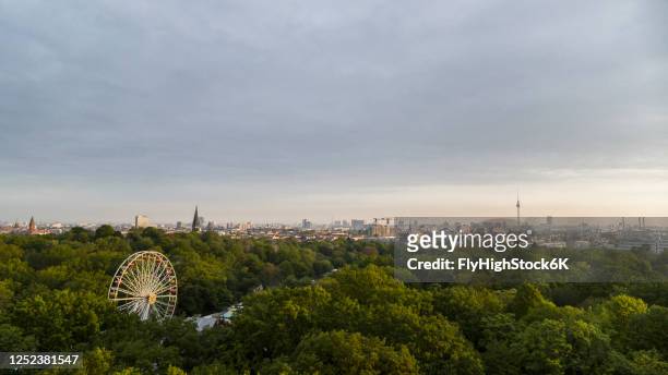 scenic view volkspark friedrichshain park and berlin cityscape, berlin - volkspark stock pictures, royalty-free photos & images