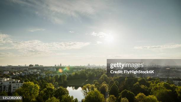 sunny munich cityscape and westpark, bavaria, germany - munich stock pictures, royalty-free photos & images