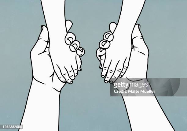 father holding hands with child - family stock illustrations