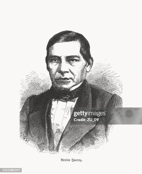 benito juárez (1806-1872), 26th president of mexico, woodcut, published 1893 - juarez stock illustrations