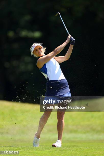 Carly Booth plays into the 1st green during The Rose Ladies Series at Moor Park Golf Club on June 25, 2020 in Rickmansworth, England.