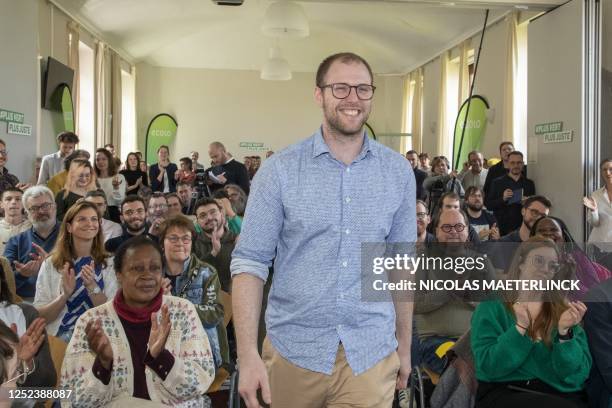 Louis Mariage pictured during a press conference of French-speaking ecologist party Ecolo to announce the new federal State secretary for gender...