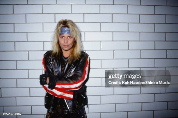 Motley Crue, photo shoot in the backstage area, Moscow Music Peace Festival 1989 at Luzhniki Stadium, Moscow, USSR, 12th and 13th August, 1989. Vince...