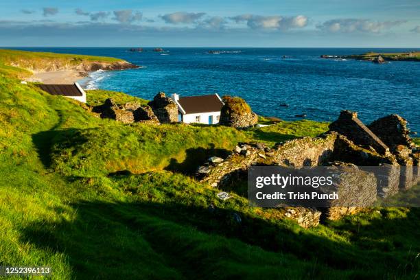 great blasket island, largest of the six blasket islands, on the dingle peninsula on the wild atlantic way in county kerry in ireland. - great blasket island stock pictures, royalty-free photos & images