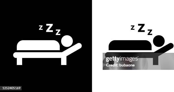 sleeping icon - man sleeping bed stock illustrations