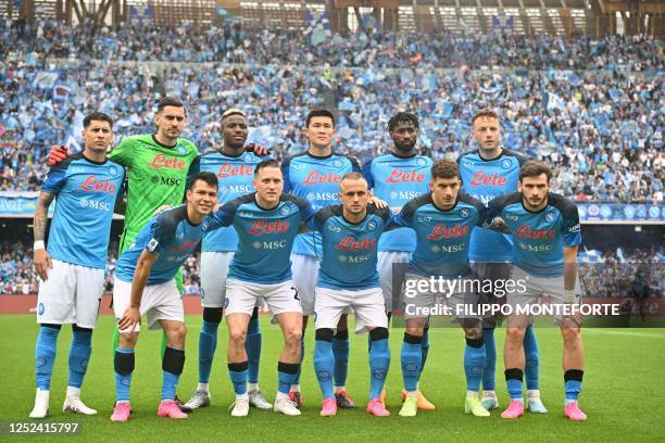 Napoli's Mexican forward Hirving Lozano, Napoli's Polish midfielder Piotr Zielinski, Napoli's Slovakian midfielder Stanislav Lobotka, Napoli's...